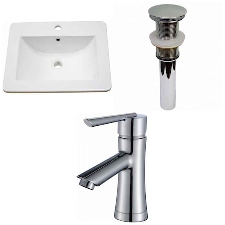 American Imaginations 21-in. W 1 Hole Ceramic Top Set In White Color - Drain Incl. AI-32862